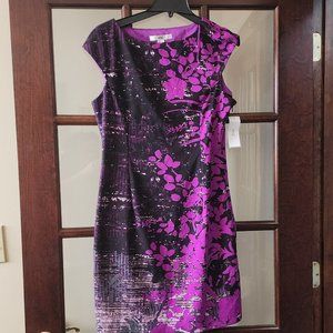 NWT Wisp Black & Purple Flower Print